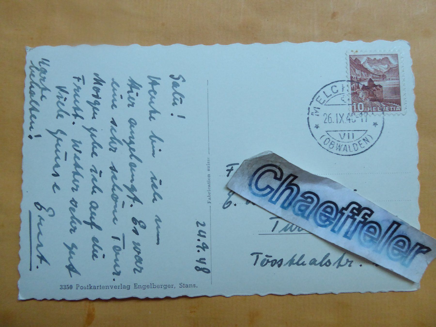 Cartes postales: 1948 Melchthal – D'occasion à Zürich par Chaeffeler 1