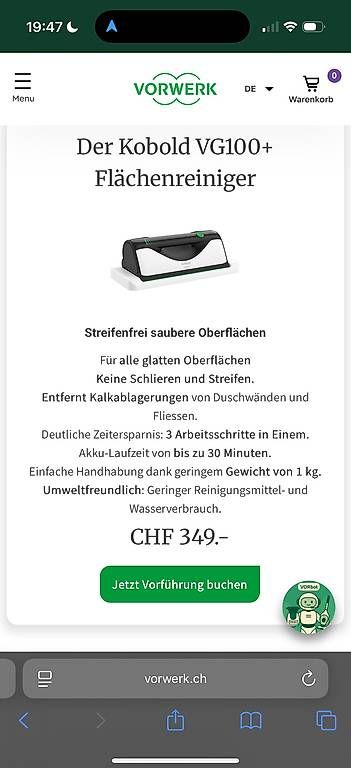 Altro per la casa: Vorwerk Kobold VG100+ – Usato da Dornach venduto da Samwyss 3