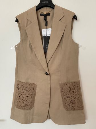 Marc Cain Leinen Gilet Jacke Gr 31 (34) beige NEU NP 430