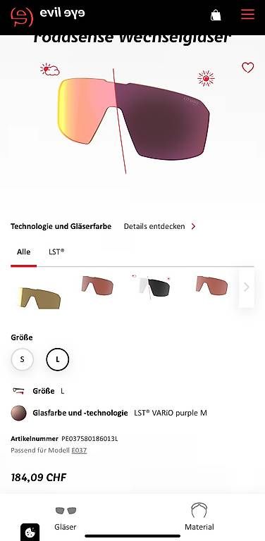 Occhiali & Lenti: Evil Eye Roadsense Wechselglas Vario – Usato da Solothurn venduto da Scara 2