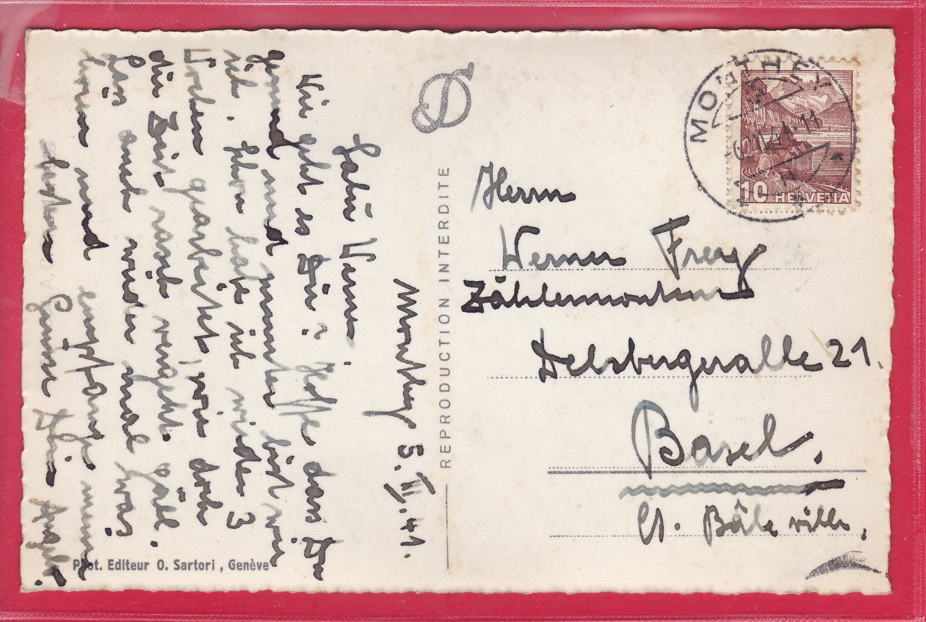 Cartoline postali: PANORAMA, MONTHEY, 6.3.1941 – Usato da Oberrieden venduto da Gebirgsstelze 1