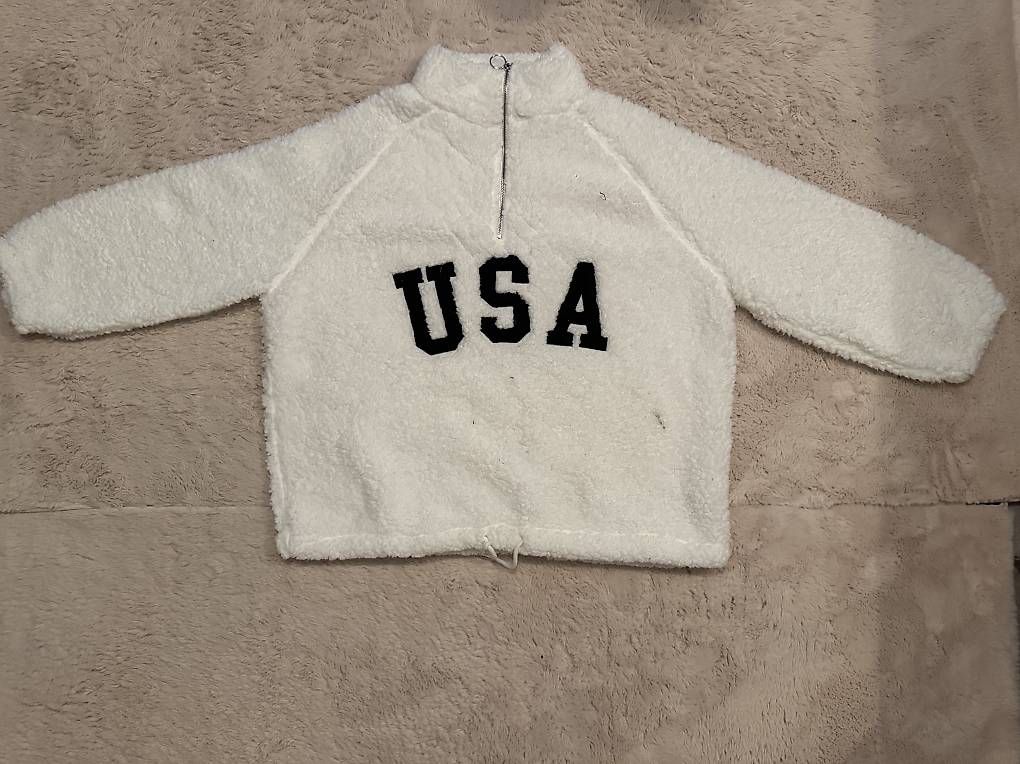 Maglioni & Felpe: Weisser USA Teddy-Pullover – Usato da Oberwil b. Zug venduto da ritaaa