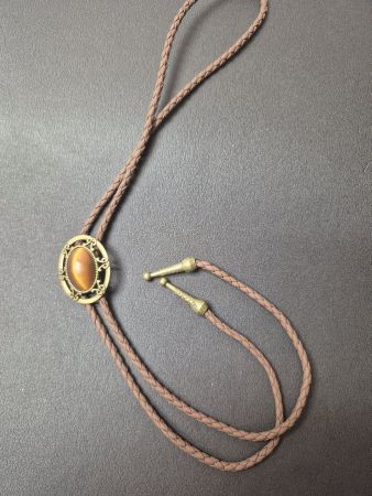 20) Bolo-Tie Westernkrawatte Tigerauge Oval Bronze Neu