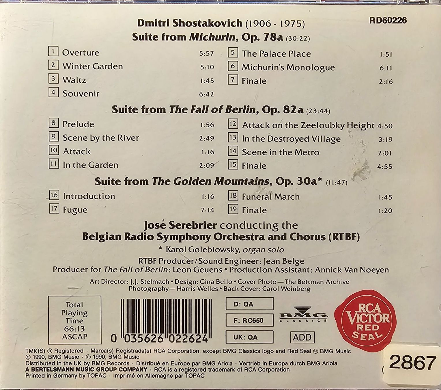 CD: Shostakovich - The Fall Of Berlin – Usato da Wahlen b. Laufen venduto da Cg10 2