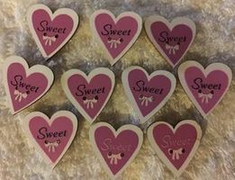 10 Sweet Herzen Knöpfe Aufnäher Näh Knopf annäher Holz Herz
