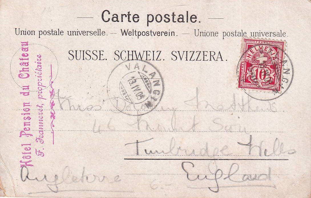 Cartoline postali: Valangin-le-bourg   NE          en 1906 – Usato da Brig venduto da Valcards54 1