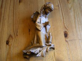 Betender Engel, m.Kerze, Wandschmuck, geschnitzt, Handarbeit