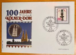 Münzbrief, 100 Jahr Köllner Dom m. Briefmarke & Gedenkmünze