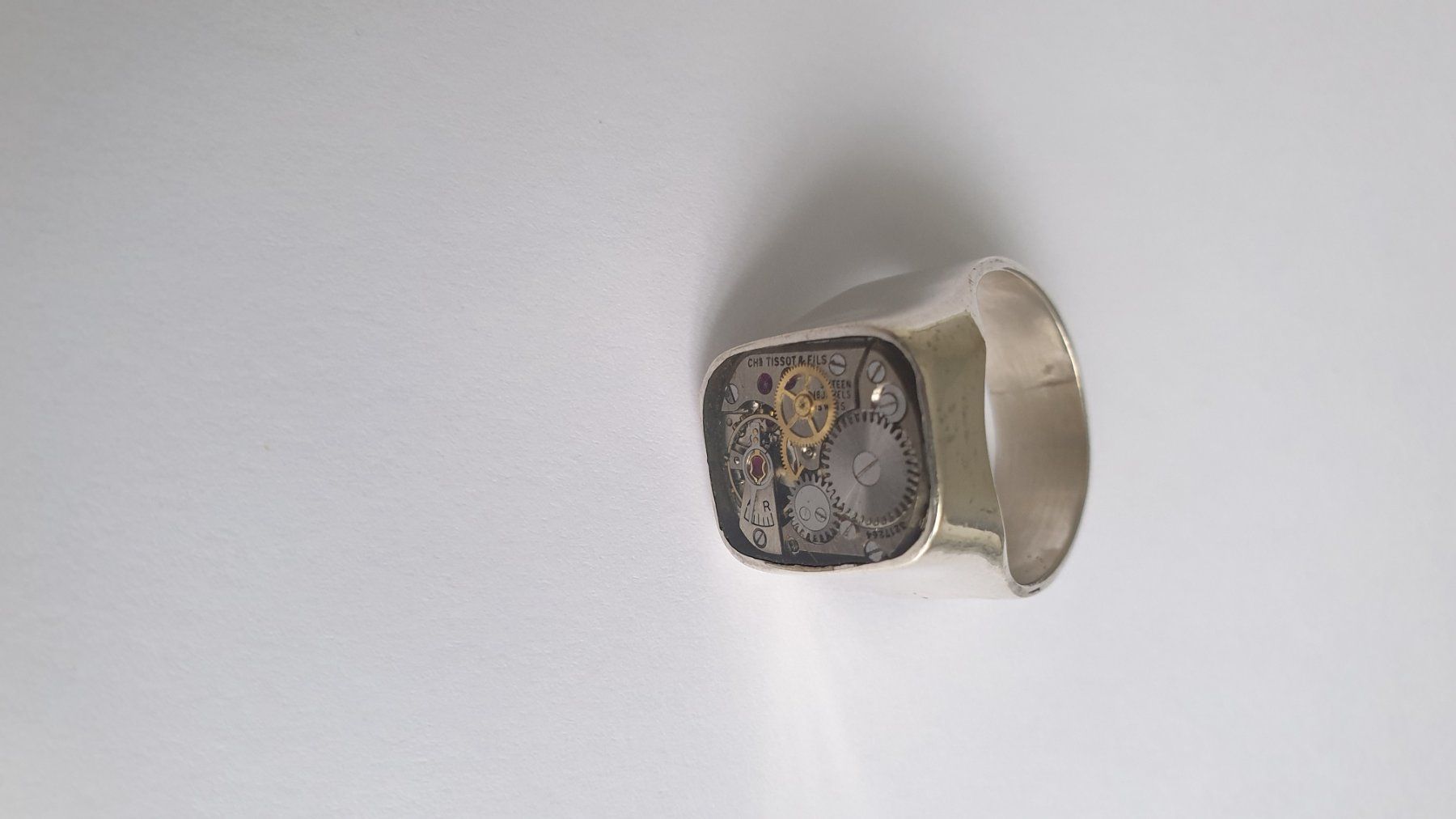 Anelli: Silberring mit mechanischen Uhrwerk hand made – Usato da Wettingen venduto da Hc41