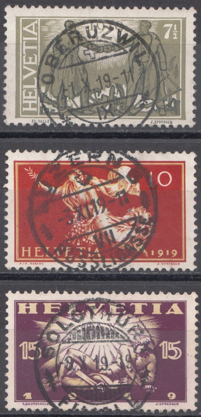 Tutti i francobolli: SBK 143 - 145 mit Vollstempel – Usato da Bürglen TG venduto da StampGraf