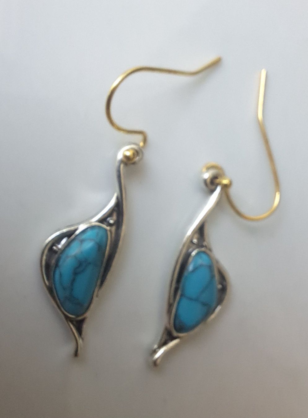 Orecchini pendenti & Orecchini a lobo: Boucles d'oreilles goutte turquoise plaqué argent – Nuovo e nell'imballaggio originale da St-Imier venduto da supernova21 2