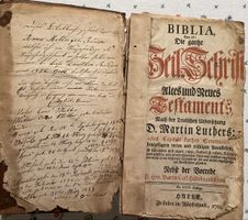 Deutsche Luther Bibel ausHalle 1761 antik gebrauchter Zustan