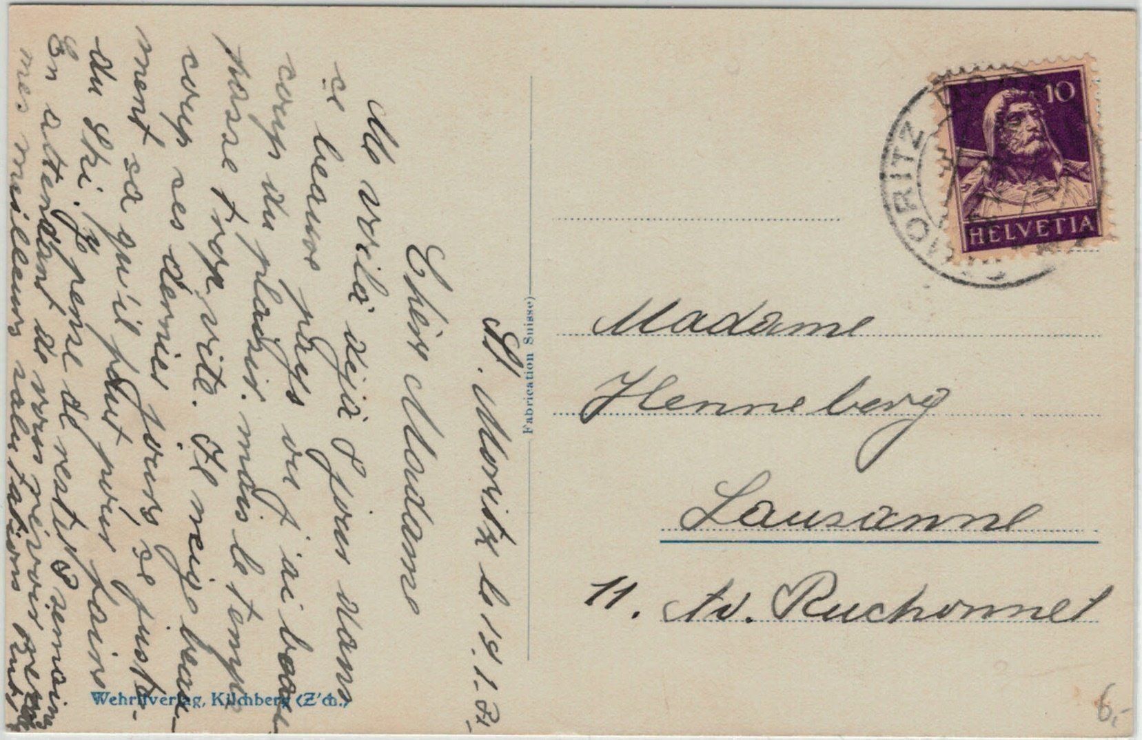 Cartoline postali: GR 82 St. Moritz im Winter 1931 – Usato da Fribourg venduto da philafri 1