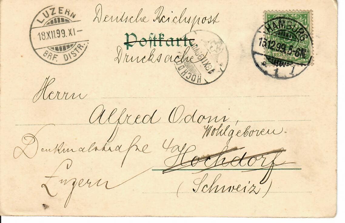 Ansichtskarten: Hamburg Elbbrücke 1899 – Gebraucht aus Hochdorf von Ziegel-16 1