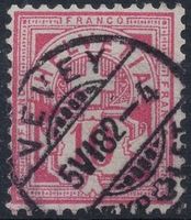 10 Rp. Wertziffer (weisses Papier) mit Stempel VEVEY 5 VI 82