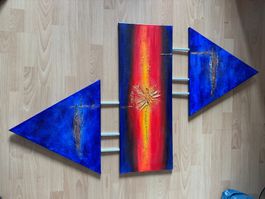 Bildkomposition "Magicblue2008" Oel-Relief Leinwand signiert