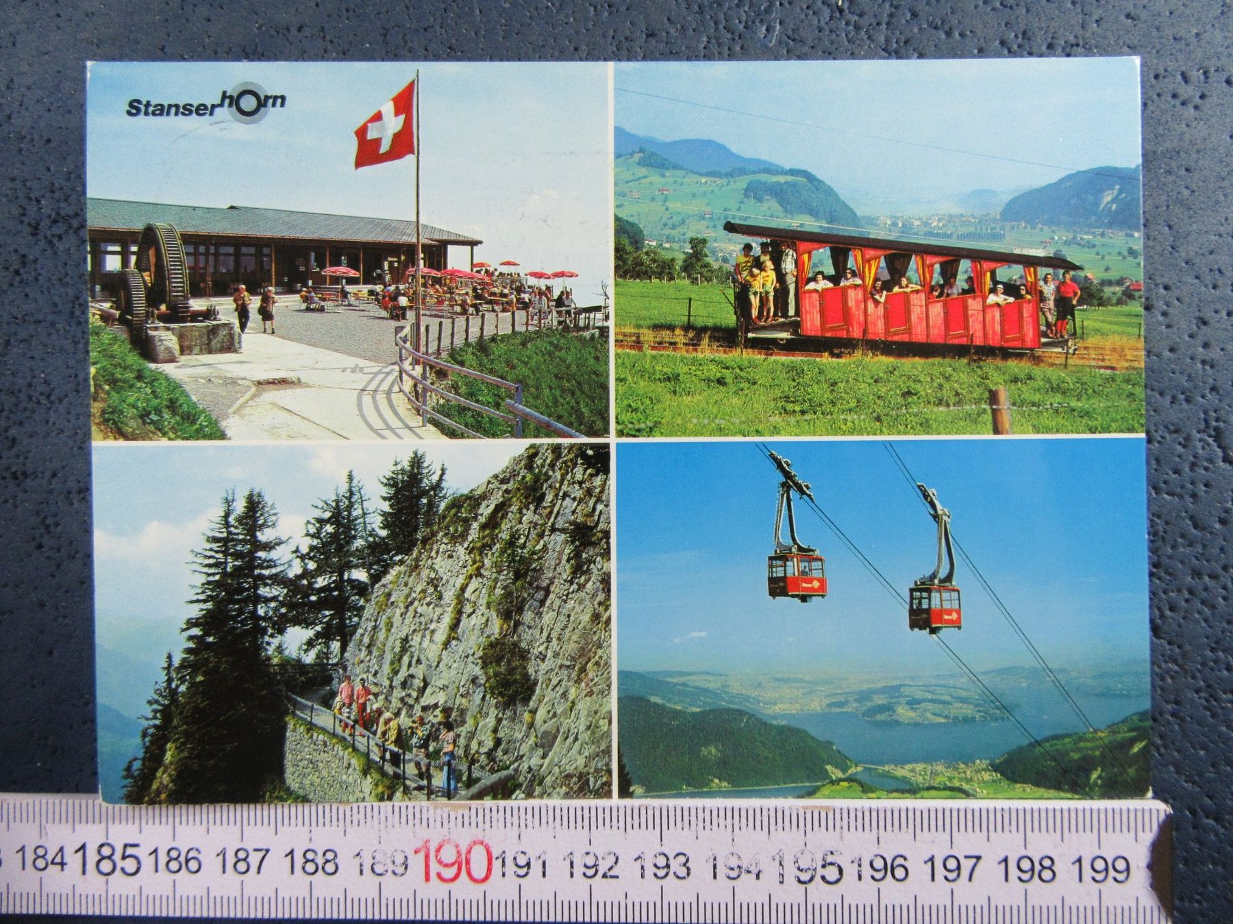 Cartoline postali: STANSER-HORN OLDTIMER STANDSEILBAHN SCHWEBEBAHN 1981 ONW – Usato da Ettingen venduto da Hausi4711