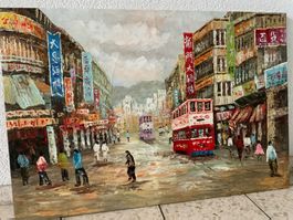 Acrylgemälde  -  Asiatische Stadt