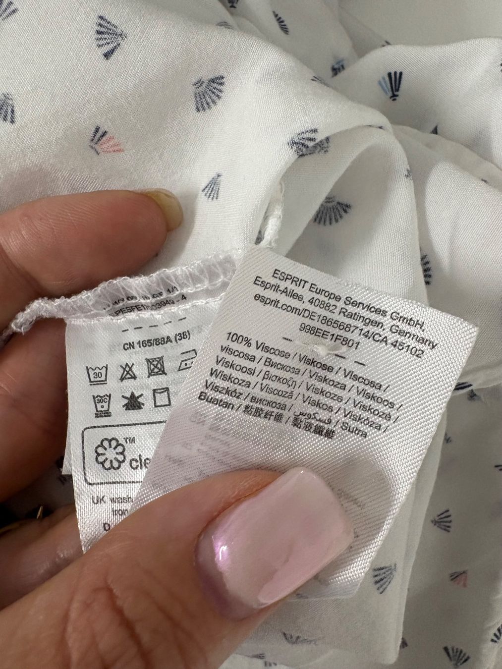 Esprit Camicette: Esprit Bluse 38 Weiss mit Muster Viskose leicht – Nuovo (secondo la descrizione) da Regensdorf venduto da secondchancefashion 5