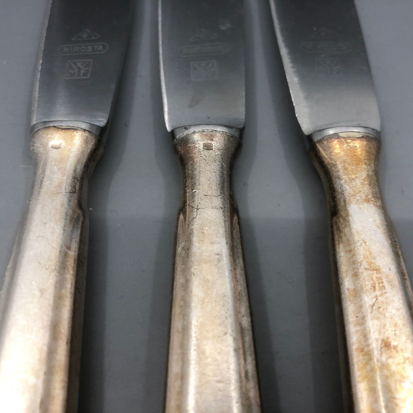 WMF Posate: 3 Dessertmesser versilbert WMF Modell 1900 Art Deco – Usato da Basel venduto da Tiabeanie 4
