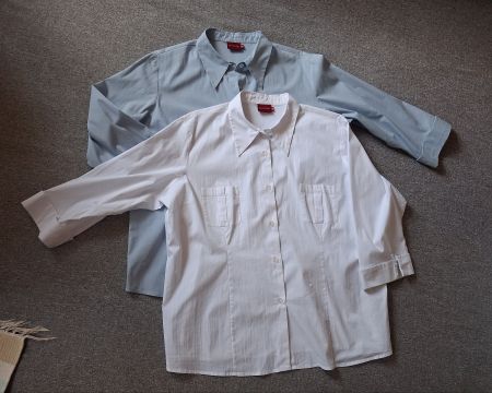 2 neue Damen Hemden Hellblau & Weiss, Gr.50, Baumwolle