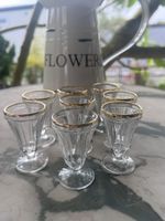 8 petits verres à liqueur Vintage en verre avec bord doré