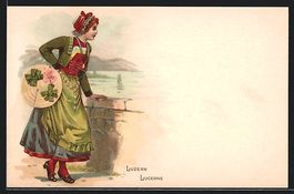 AK Luzern, Frau in toller Tracht