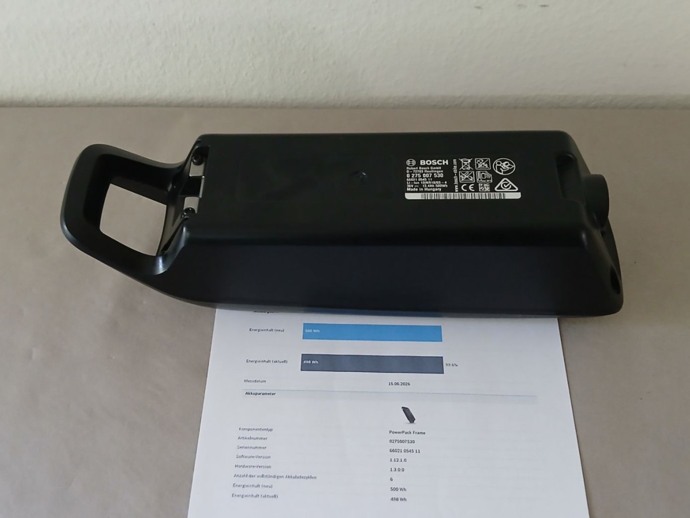 Bosch Akkus: Powerpack 500 Akku - 498Wh 99.6% mit Bosch Messbericht – Gebraucht aus Winterthur von .-thx-. 8