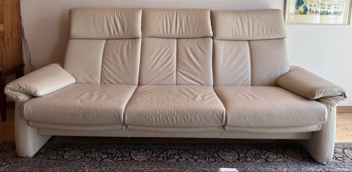 Divani: 3er Sofa aus Leder beige – Usato da Uetikon am See venduto da manoka1