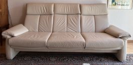 3er Sofa aus Leder beige