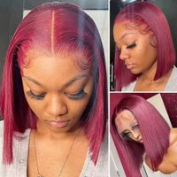 Perruque Bob Bordeaux Lisse - Cheveux 100% Humains 💇🏽‍♀...