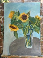 Sonnenblumen in Vase, Original Acrylgemälde, Kunst, Top! (53