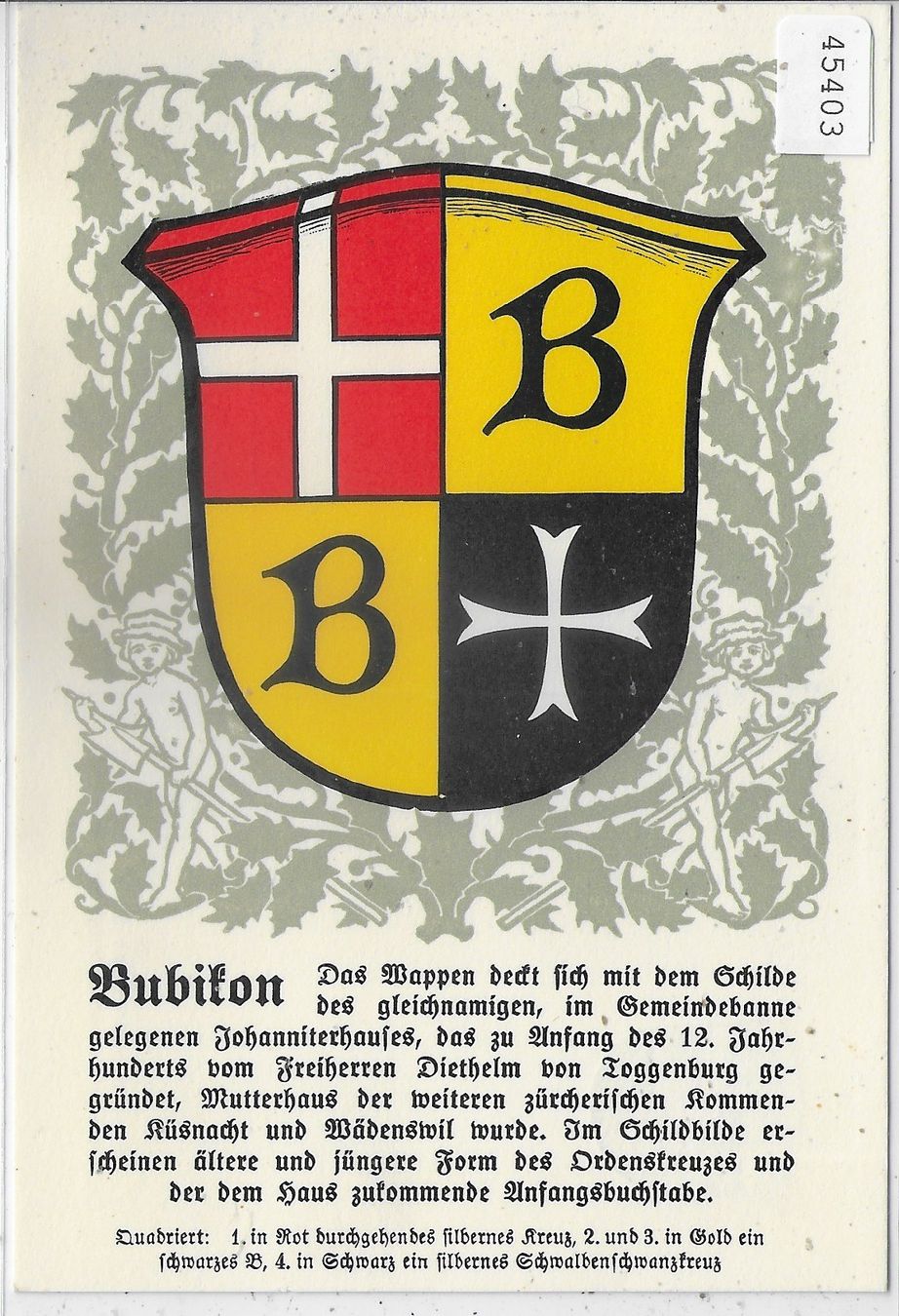Cartoline postali: Bubikon  ZH - Gemeindewappen – Usato da Ettingen venduto da Kartenplanet