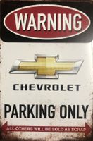Chevrolet Parking Only Blechschild Corvette Camaro Englisch