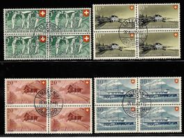 1947, B34-37 Viererblockserie gestempelt LUZERN (15209)