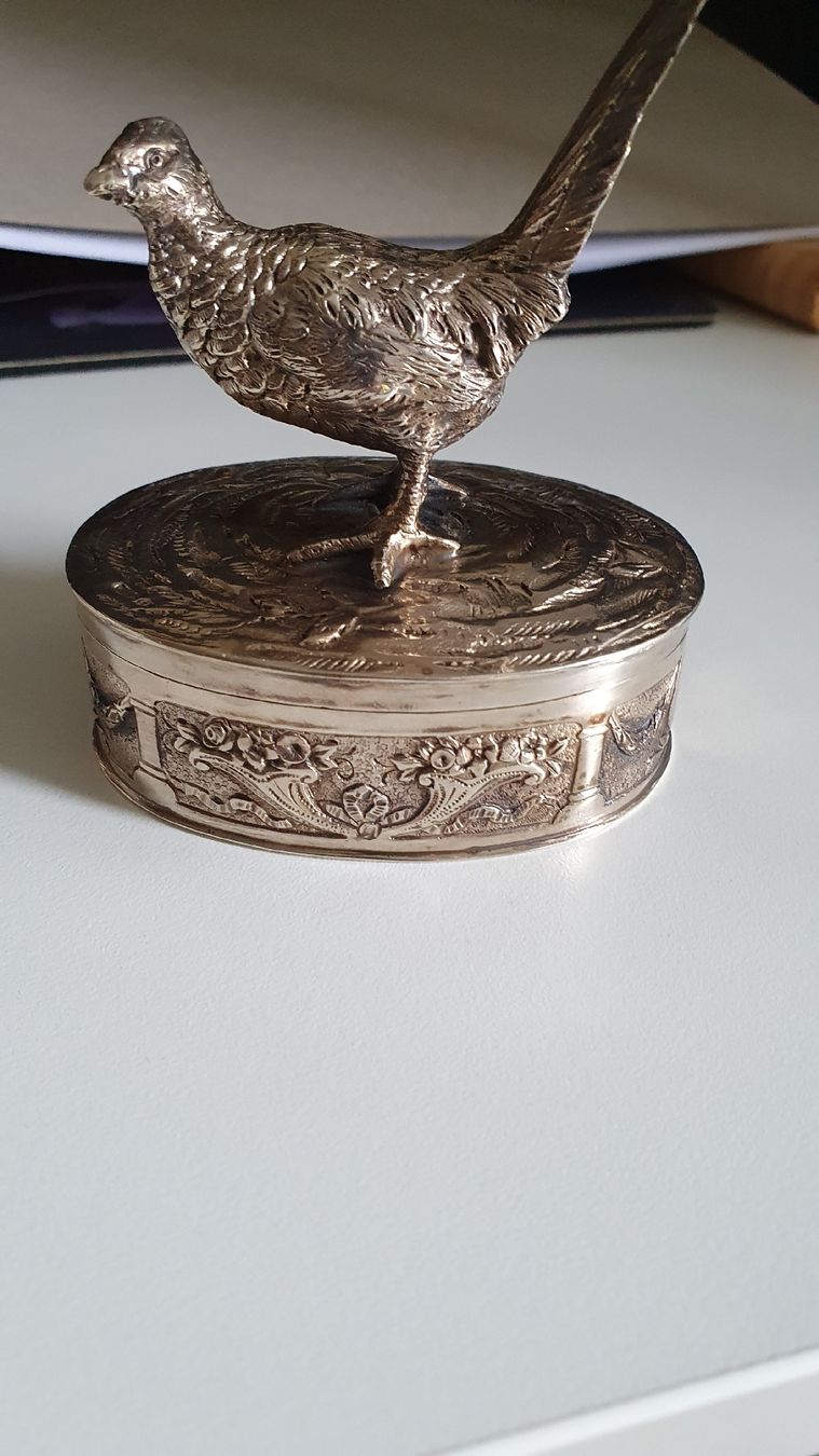 Statuette: Antike Dose mit Fasan Figur Silber  – Usato da Dietikon venduto da Allegra34 8