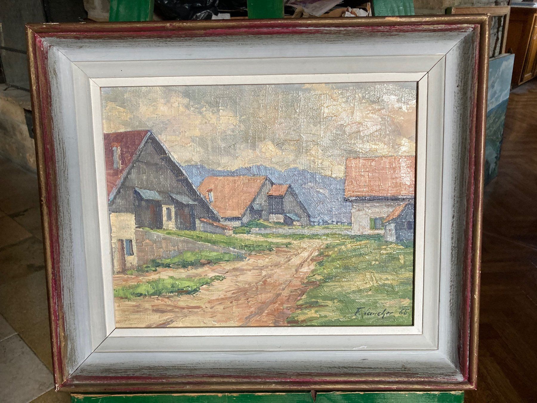Dipinti: Tableau de Fernand Vaucher, les Bourquins-de-Vent . – Usato da La Chaux-de-Fonds venduto da venteperso5