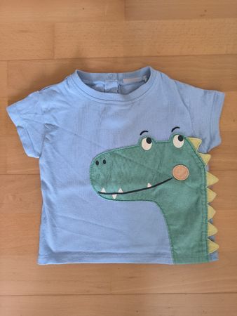 Baby T-Shirt kurzarm Smile Grösse 62/68 blau Dino Aufdruck