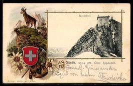 AK Säntis, Säntisspitze, Wappen und Edelweiss im Passepartou