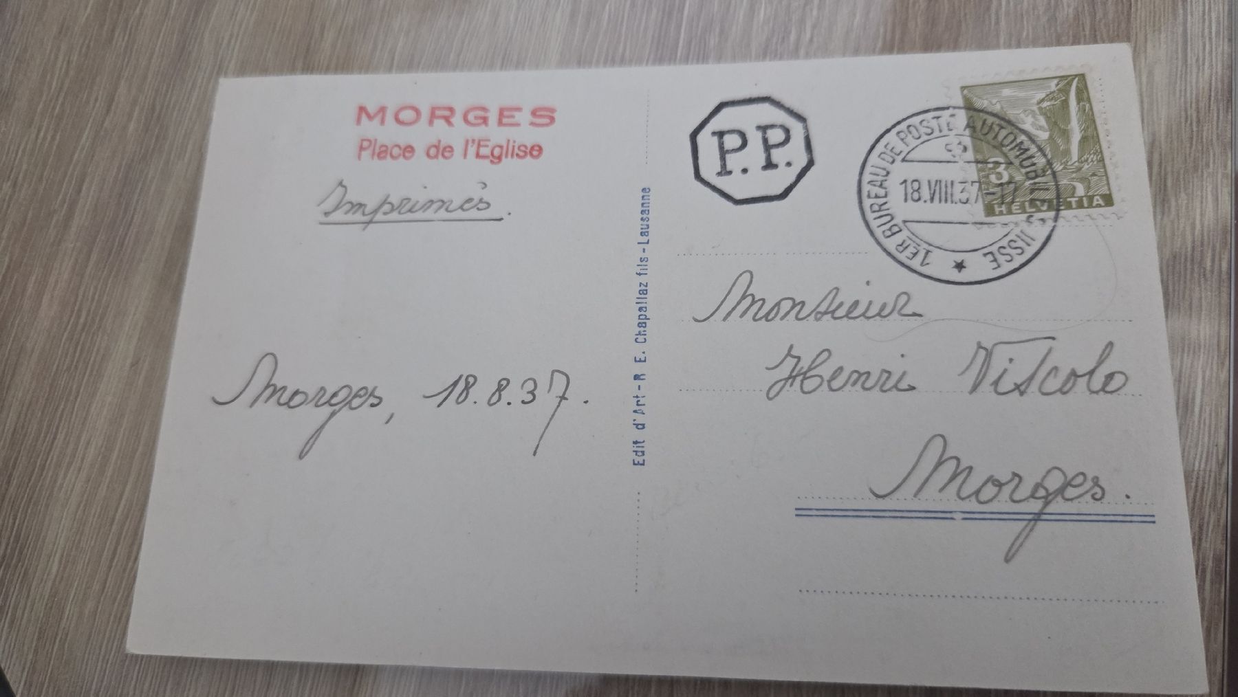 Cartoline postali: 1937 Ansichtskarte Etoy – Usato da Arni AG venduto da Moth68 1