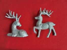 Advents-/Weihnachtszeit: 2 Hirsche silberfarbig