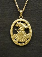 Vintage Kette Collier mit Anhänger Gold BASLER FASNACHT 1921
