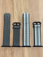 2 original Apple Armbänder aus Woven Nylon in schwarz/grau