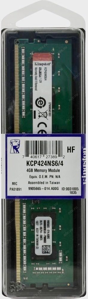 Kingston Memoria / RAM: Kingston KCP424NS6/4 RAM Module 4GB DDR4 SDRAM 2400MHz DIMM – Nuovo e nell'imballaggio originale da Reinach AG venduto da RiesenServicesGmbH