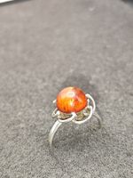 Vintage 925er Silber Ring Natur Bernstein Meisterpunze USSR