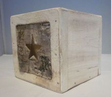 Windlicht weiss mit Glaseinsatz für Teelicht Shabby Chic