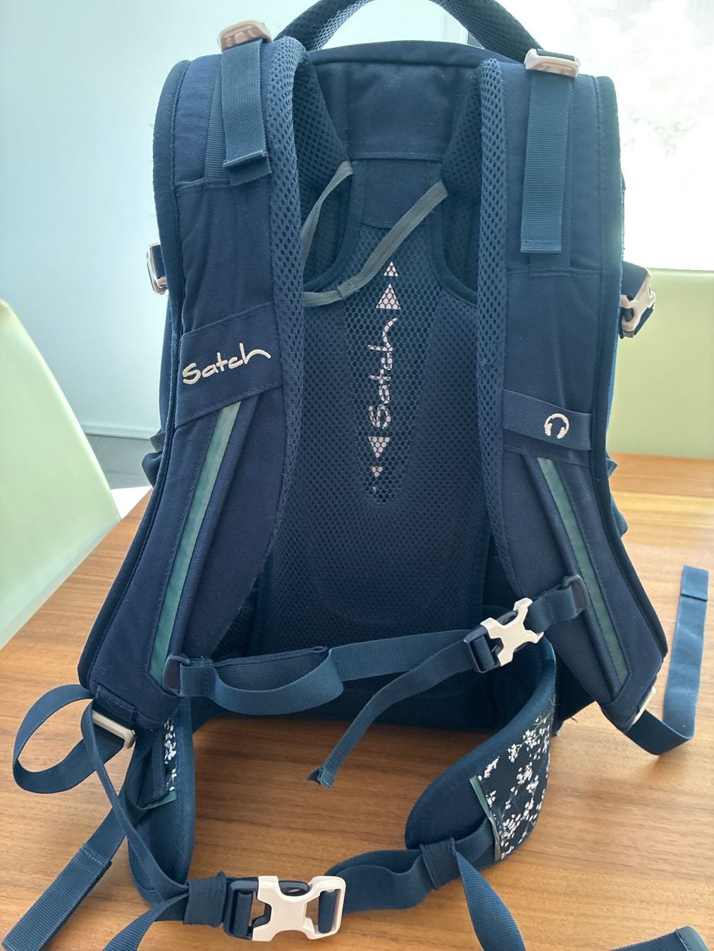 Borse & Zaini: Satch Schulrucksack – blau mit rosa Blumenmuster – Usato da Lostorf venduto da lac_g2ry 2