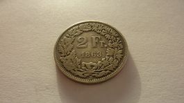 Uralter Zweifränkler 1863 ,  -sehr schön