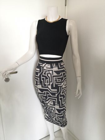 🤩RICHARD ALLEN X H&M BLEISTIFT-ROCK SCHWARZ-WEISS MUSTER