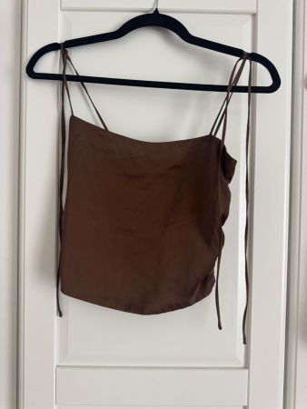 Urban Outfitters Satin-Top braun mit Trägern, Gr. S